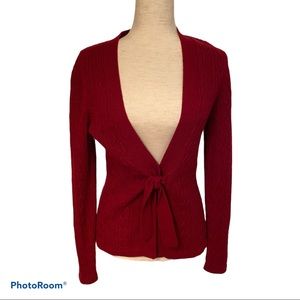 MARCONI SWEATER CARDIGAN RED CABLE CASHMERE TIE Size S